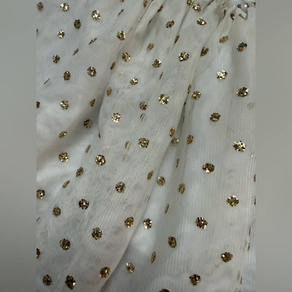 White and Gold Polka Dot Skirt - Picture 2 of 6